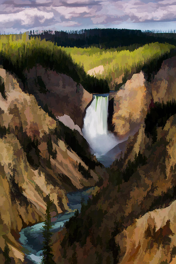Yellowstone National Park Digital Art - Falling Yellowstone  IV by Jon Glaser