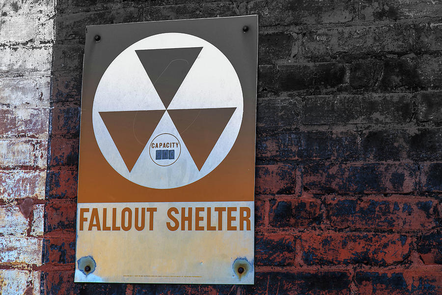 Fallout Shelter Sign half color Photograph by Doug Camara