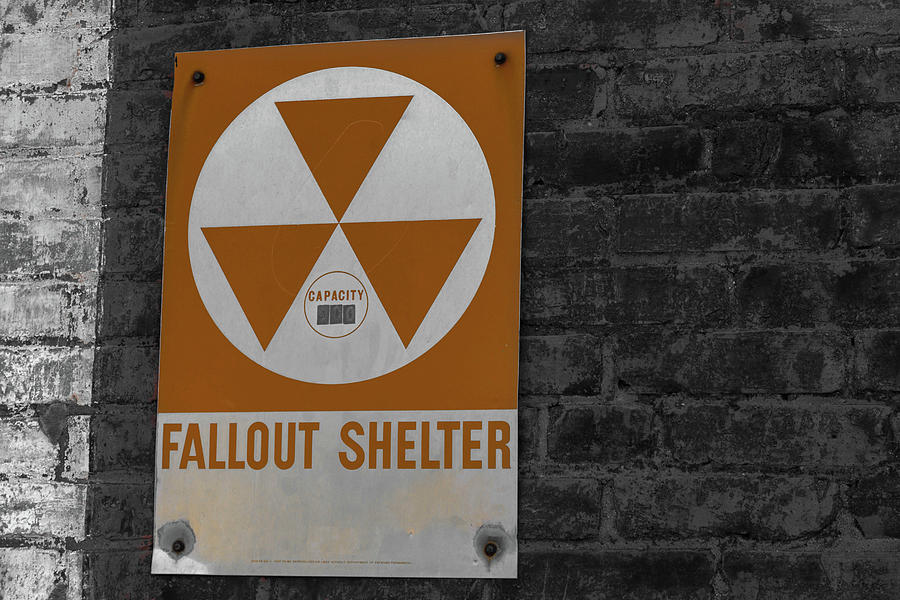 Fallout Shelter Sign in selective color 2 Photograph by Doug Camara