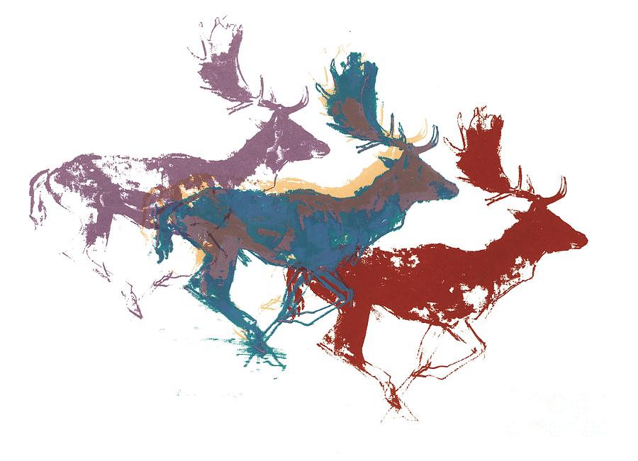 Fallow Bucks Painting by Mark Adlington