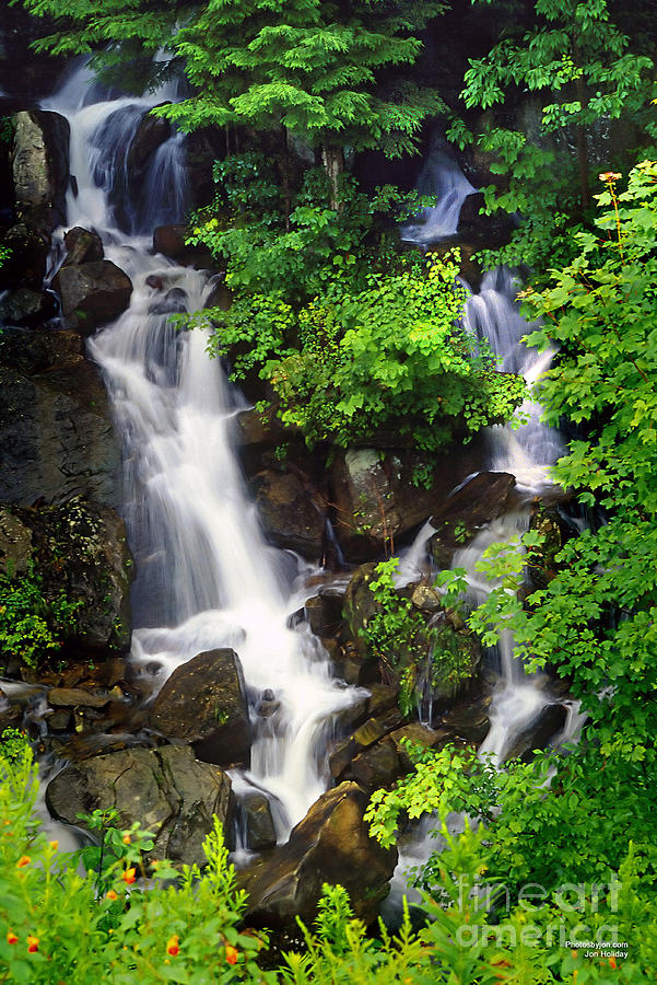 Falls at Bent Run Creek - waterfall water fall landscape Photograph by Jon Holiday