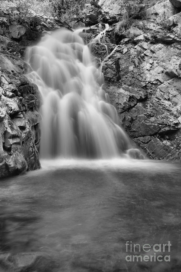 Falls Creek Falls Into The Pool Black And White Photograph by Adam Jewell