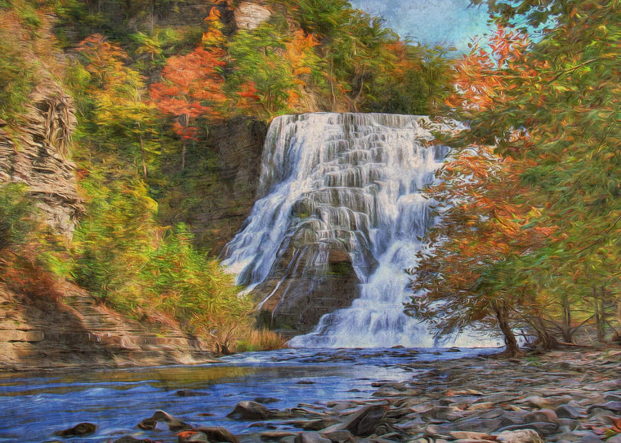 Falls in New York Digital Art by Sharon Batdorf