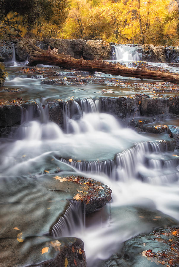 Falls in the Fall Photograph by CA  Johnson