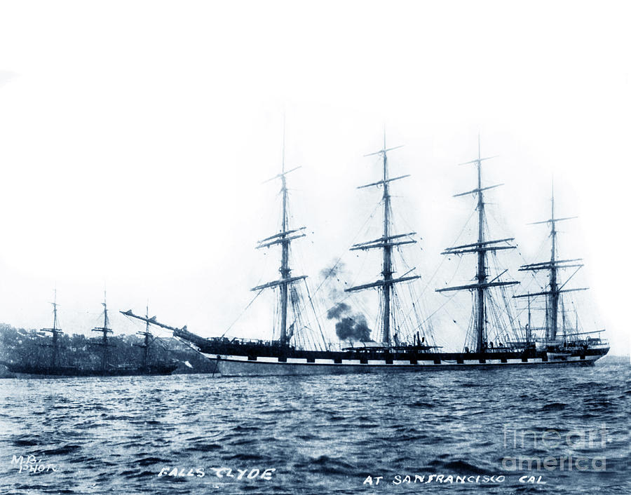 San Francisco Photograph - Falls of Clyde is the only surviving iron-hulled four-masted full rigged ship 1907 by Monterey County Historical Society