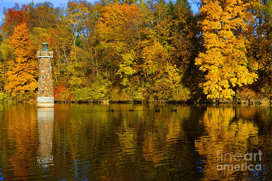 Falls Park Lighthouse in Fall Photograph by Amy Lucid