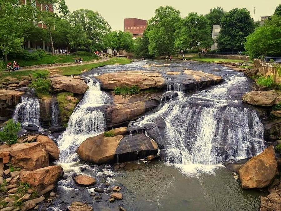 Falls Park Waterfalls in Greenville South Carolina  Photograph by Kathy Barney