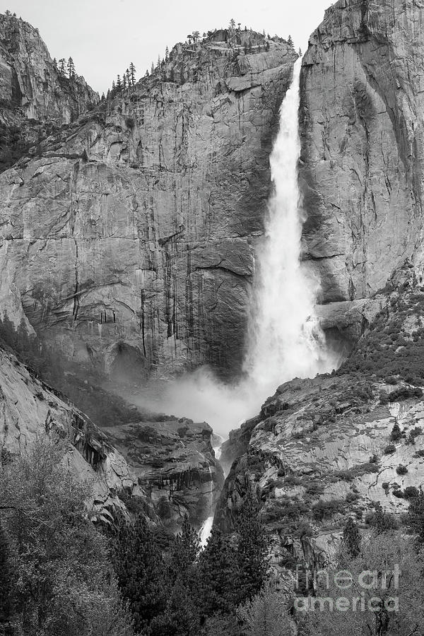 Falls Yosemite Black White Photograph by Chuck Kuhn