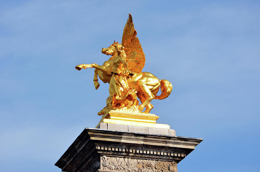 Fames and Pegasus atop Pont Alexandre III Bridge Column Paris France Photograph by Shawn OBrien