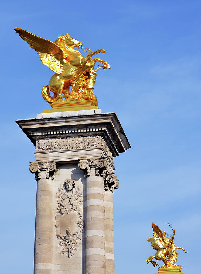 Fames and Pegasus atop Pont Alexandre III Bridge Columns in Paris France Photograph by Shawn OBrien