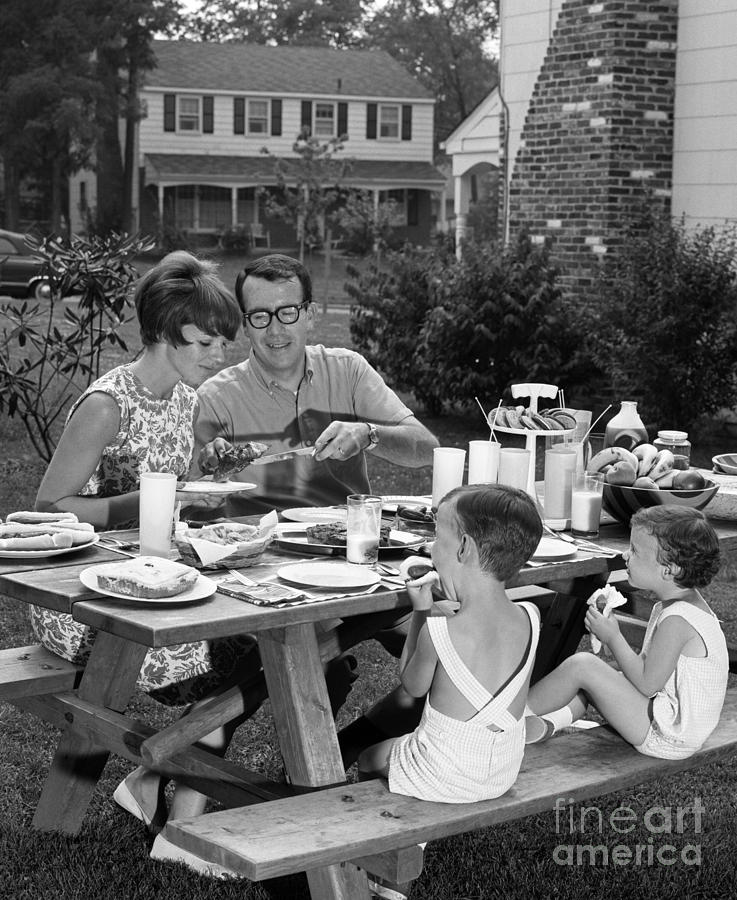 Family At Picnic Table, C.1960s Photograph by H. Armstrong Roberts/ClassicStock