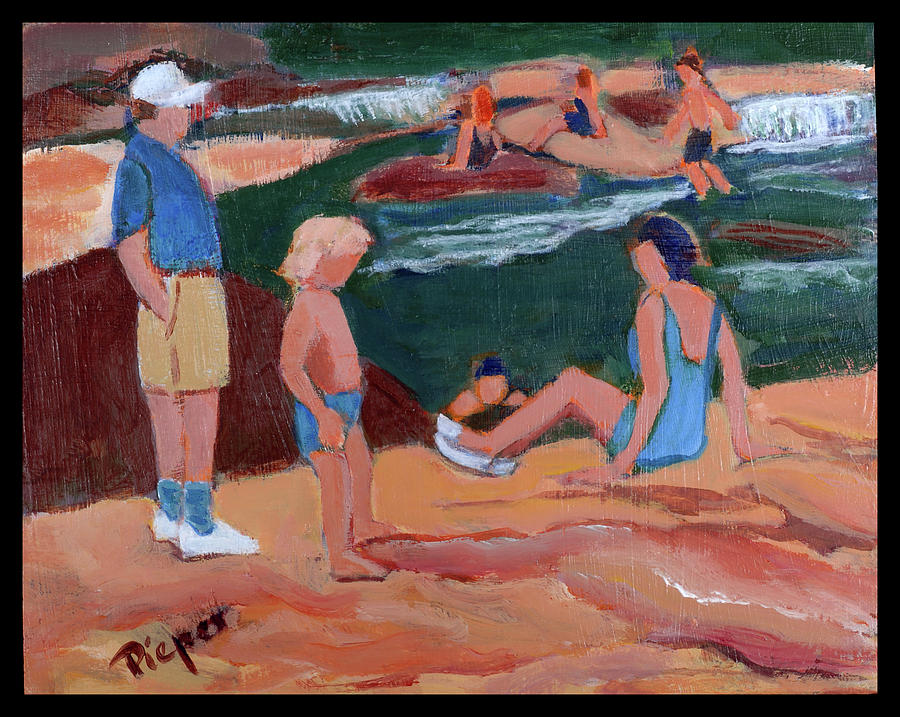 Family at Slide Rock Park Painting by Betty Pieper