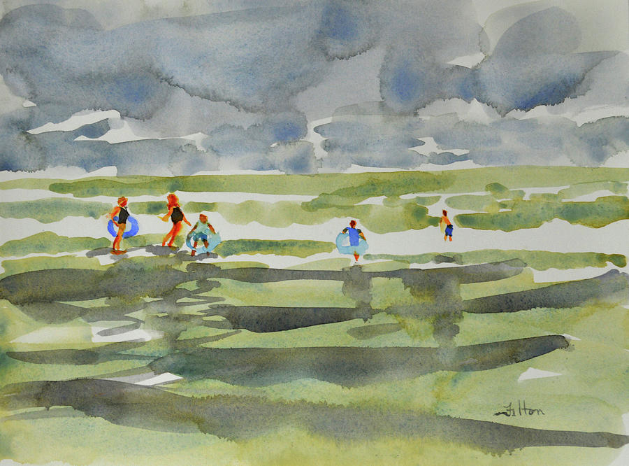 Family at the beach 2 Painting by Julianne Felton