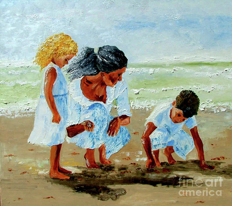 Family at the beach Painting by Inna Montano - Fine Art America