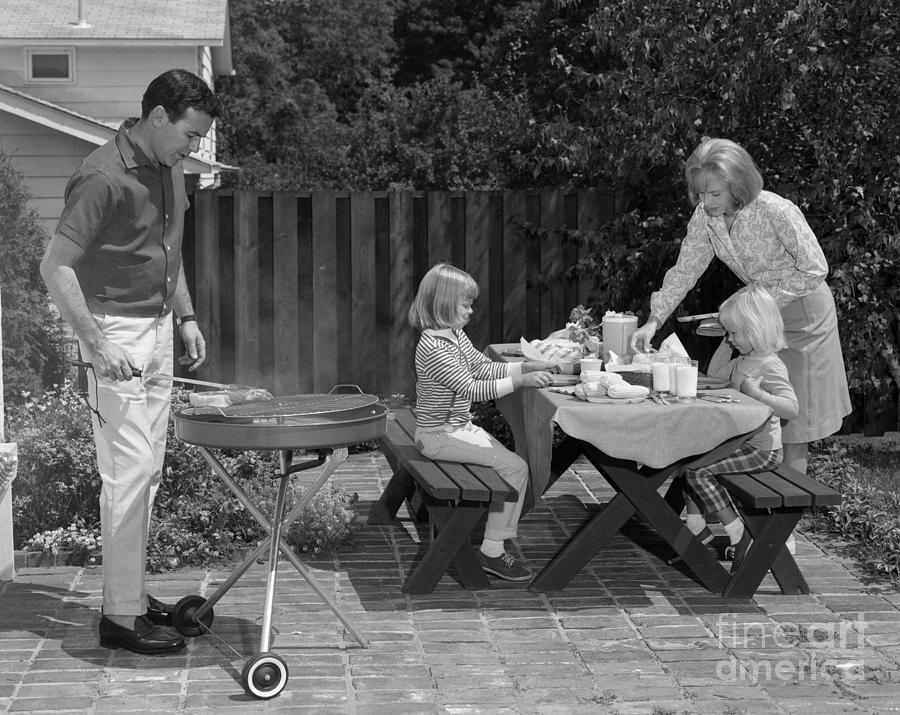 Family Bbq, C.1960s Photograph by H. Armstrong Roberts/ClassicStock