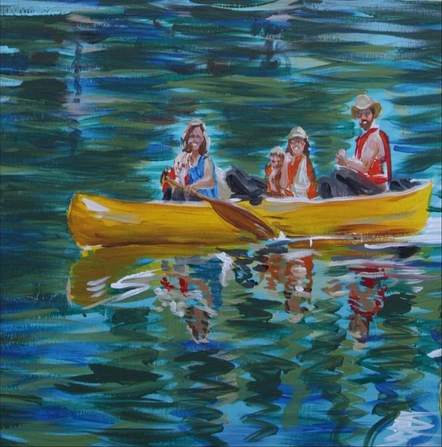 Family Canoe Trip from Spring 1 Painting by Jan Swaren