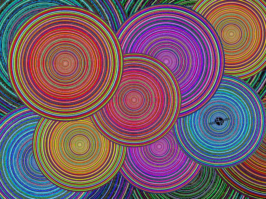 Abstract Painting - Family Circles Old And Young Unite 2 by Tony Rubino