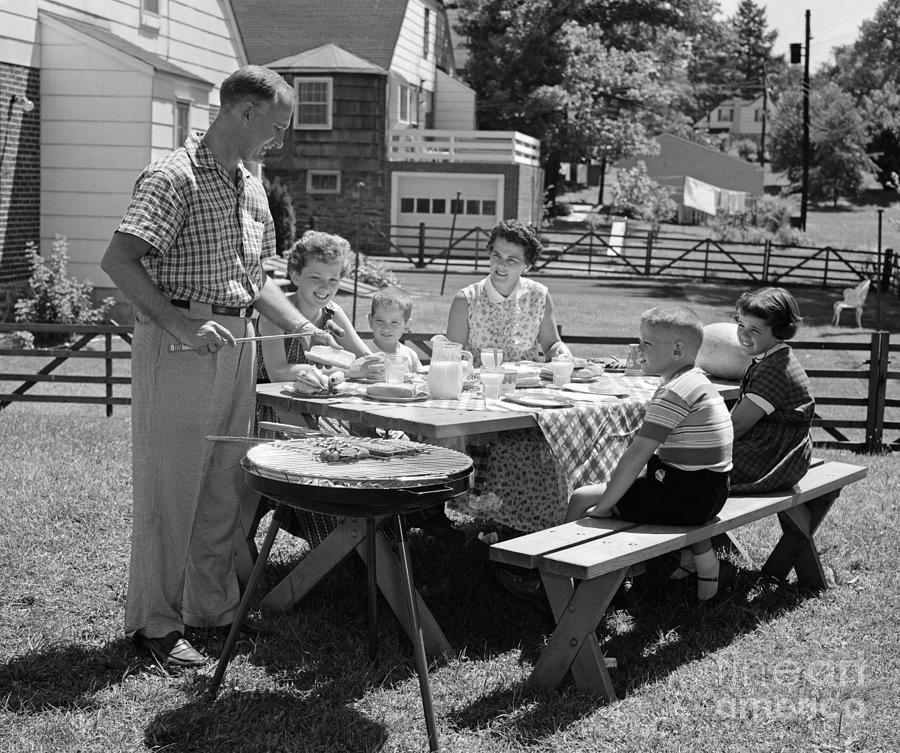 Family Cooking Out, C.1950s Photograph by H. Armstrong Roberts/ClassicStock