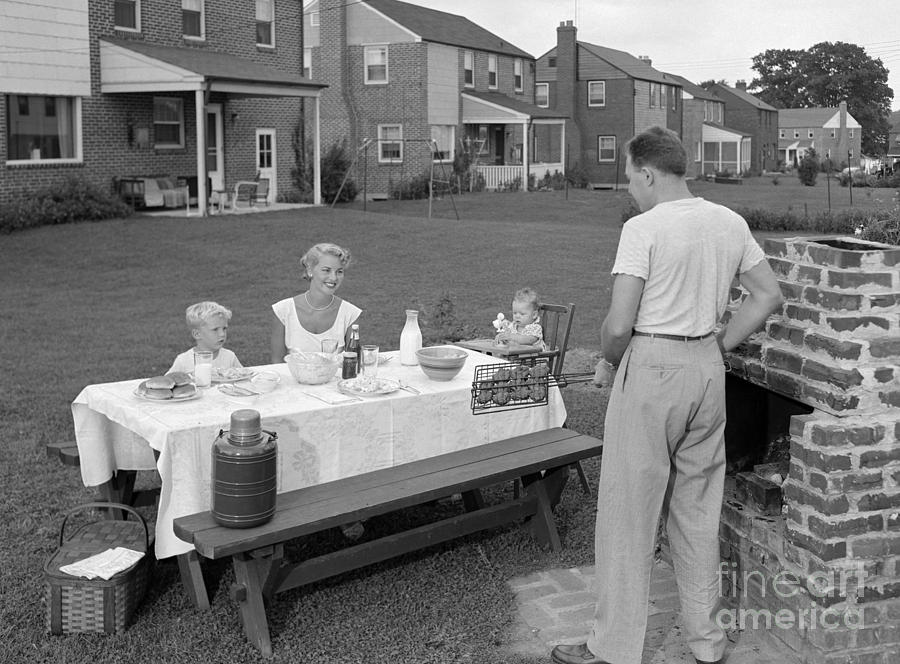 Family Cookout, C.1940-50s Photograph by H. Armstrong Roberts/ClassicStock