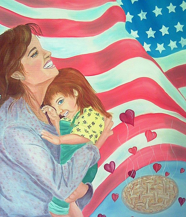 Flag Painting - Family Country and Apple Pie by Kathern Ware