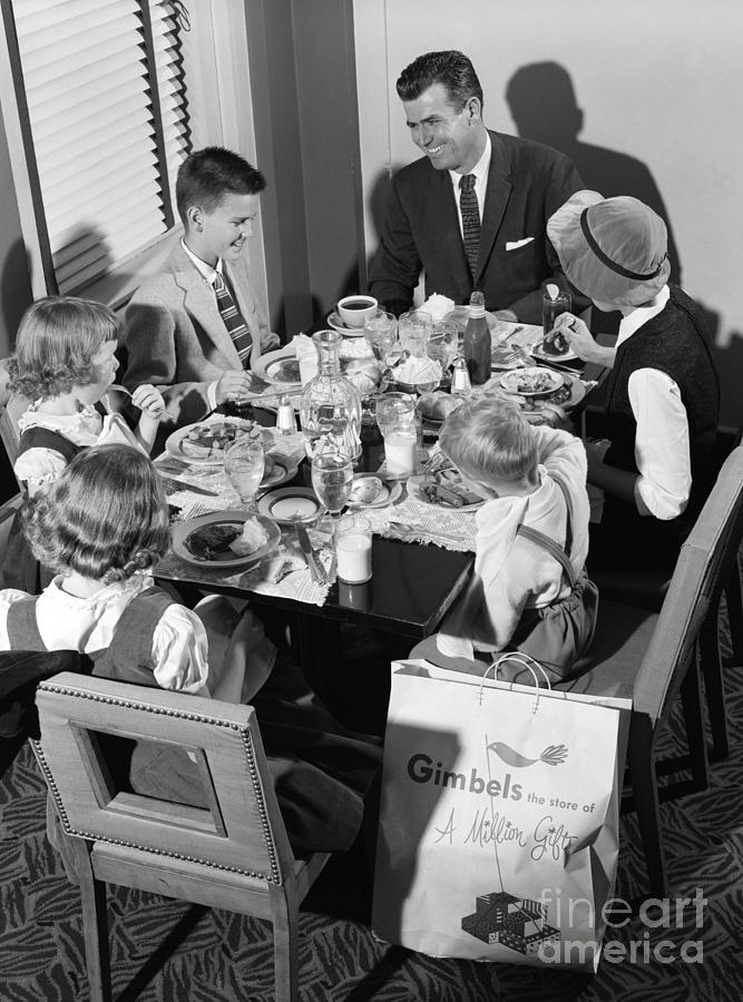 Family Eating In A Restaurant, C.1950s Photograph by H. Armstrong Roberts/ClassicStock