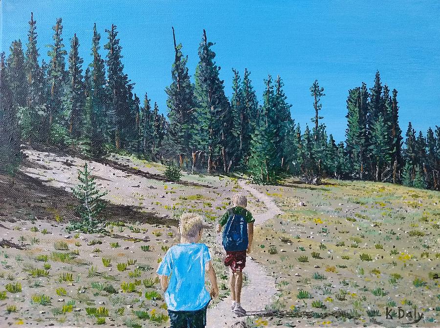 Family hike Painting by Kevin Daly