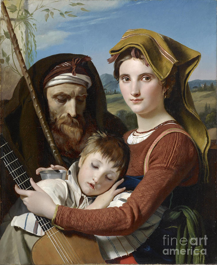 Family In The Campagna Francois Painting by MotionAge Designs