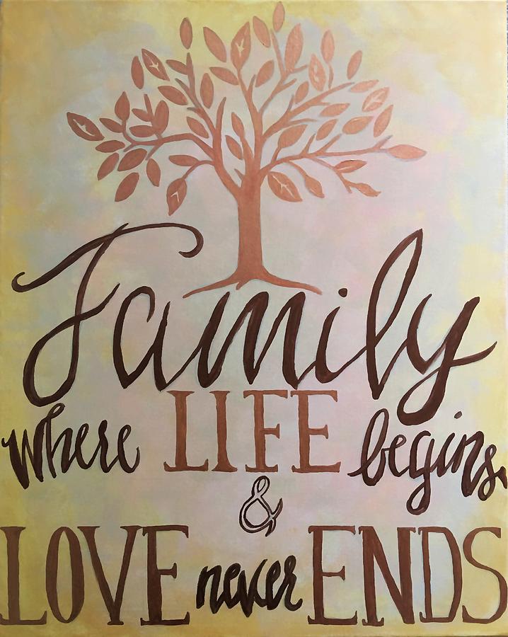 Family Where Life Begins and Love Never Ends Quote Art Painting ...