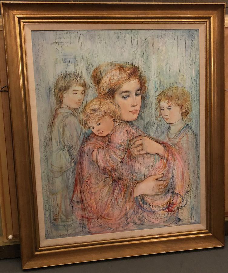Family, Mother and Children Painting by Edna Hibel