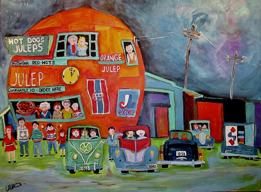 Vintage Family Night at the Orange Julep Painting by Michael Litvack
