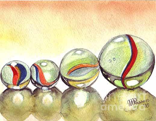 Family of 4 marbles Painting by Jean-Marie Poisson - Fine Art America