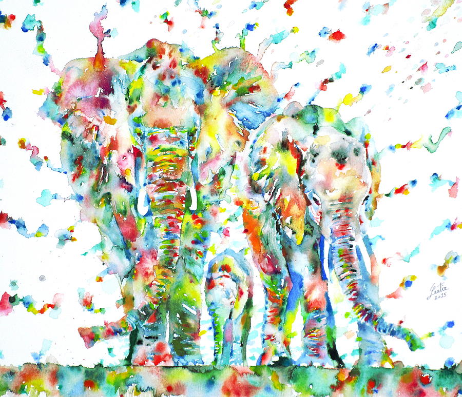 FAMILY of ELEPHANTS Painting by Fabrizio Cassetta