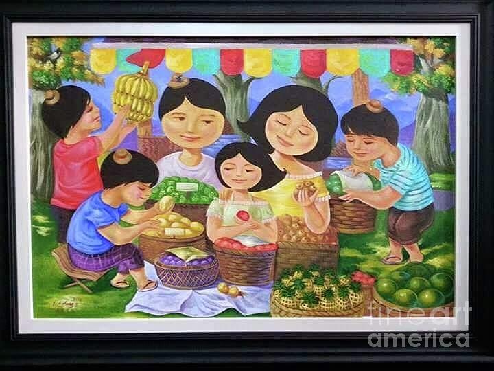 Family of fruit vendors Painting by Jose III Galang - Fine Art America