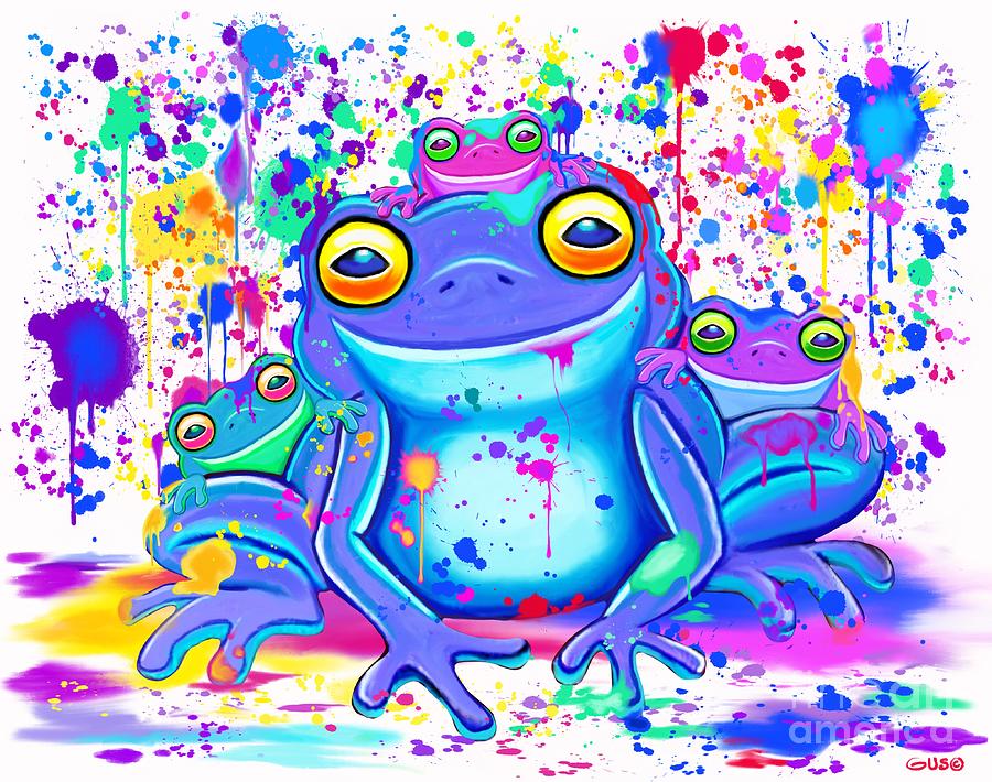 Family Of Painted Frogs Digital Art