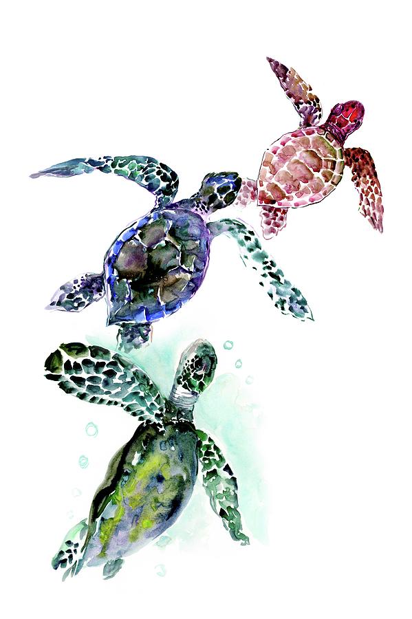 Family of Turtles, Turtle Children room artwork Painting by Suren ...