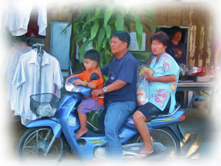 Family on Bike by Bates Clark Family on Bike by Bates Clark