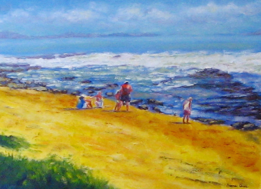 Mountain Painting - Family Outing At Coloundra Beach Queensland by Diane Quee