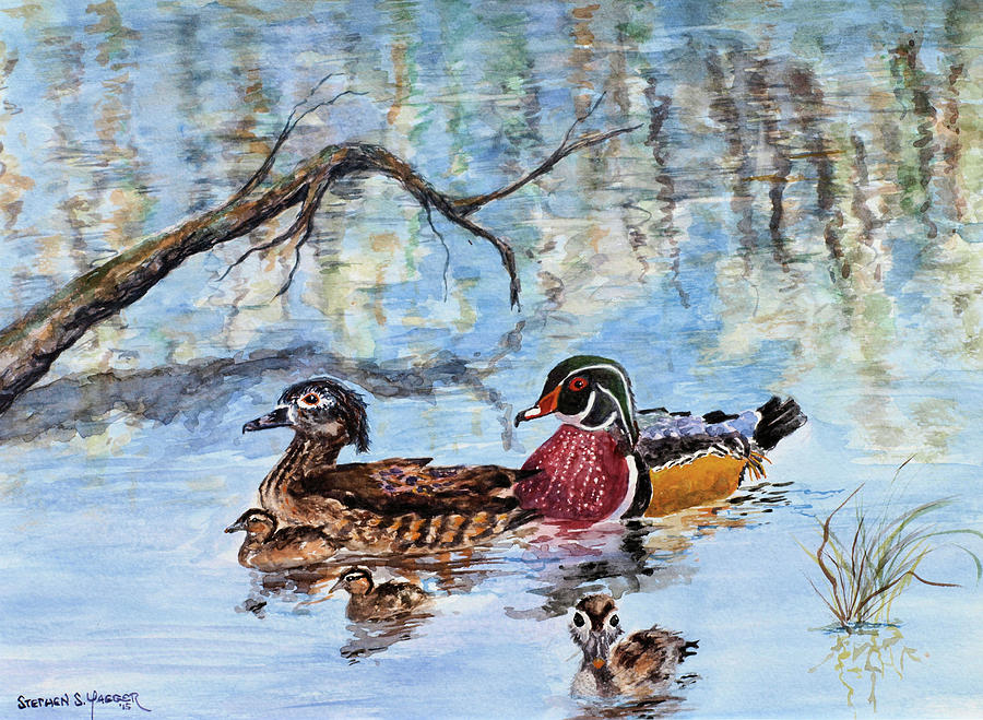 Bird Painting - Family Outing by Stephen S Yaeger