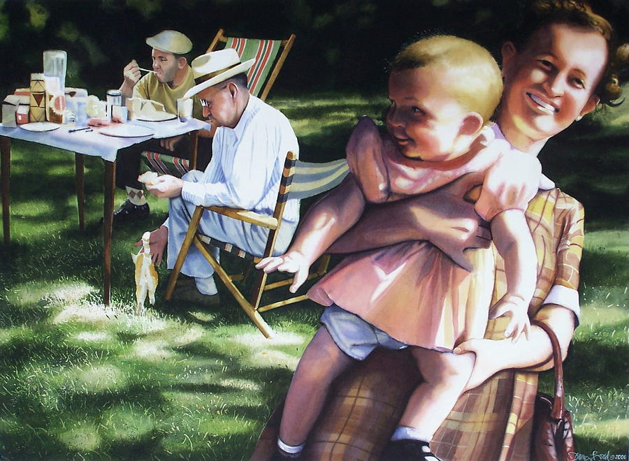 Family Picnic 1953 Painting by Denny Bond