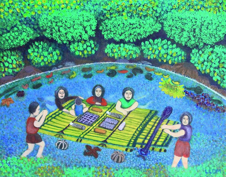 Nature Painting - Family Picnic In PALAU by Lorna Maza