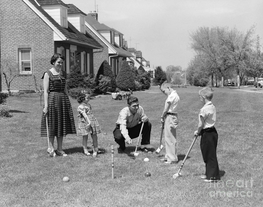 Family Playing Croquet, C.1950s Photograph by H. Armstrong Roberts/ClassicStock