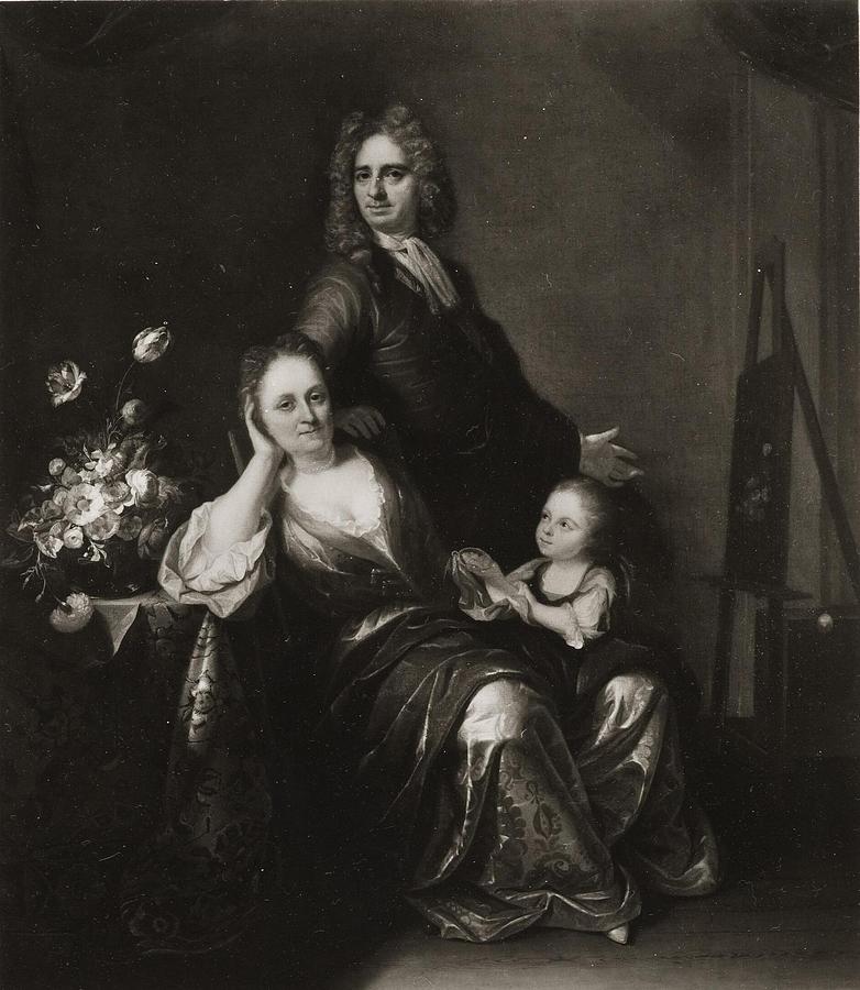 Family portrait with flower still life Painting by Juriaen Pool