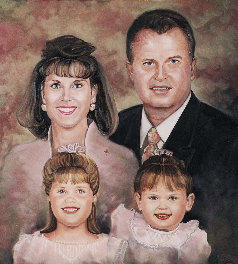Wonderful Family of Four Painting by Gary M Long