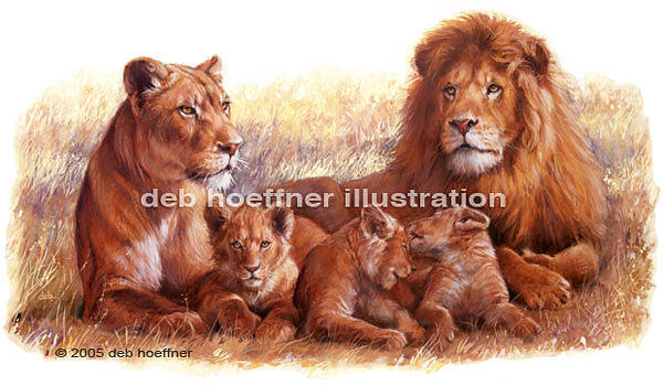 Lion Painting - Family Pride by Deb Hoeffner