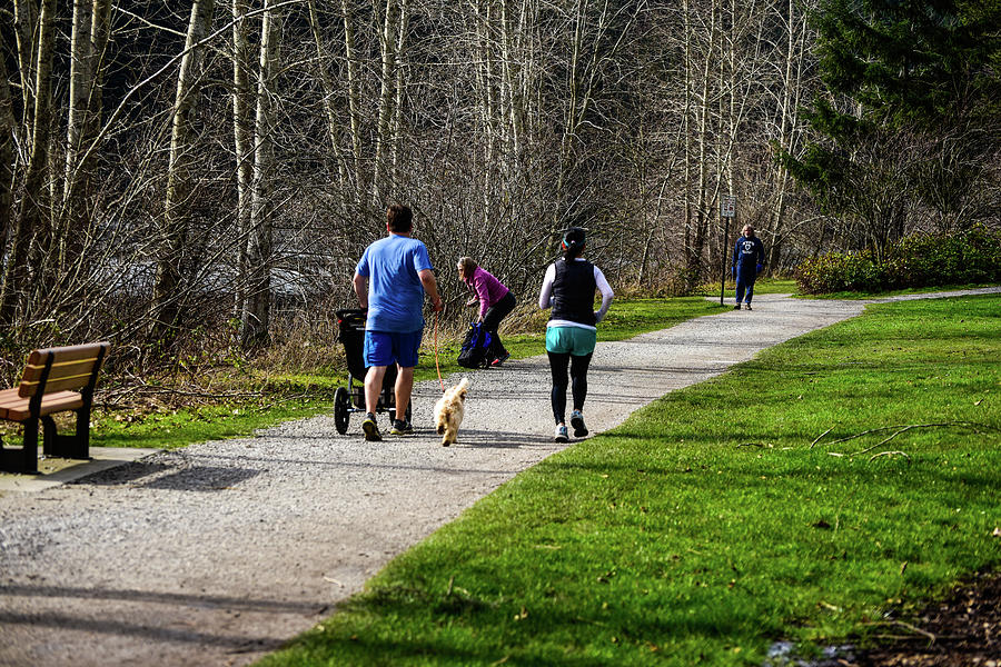 Family Run at Lake Padden Photograph by Tom Cochran