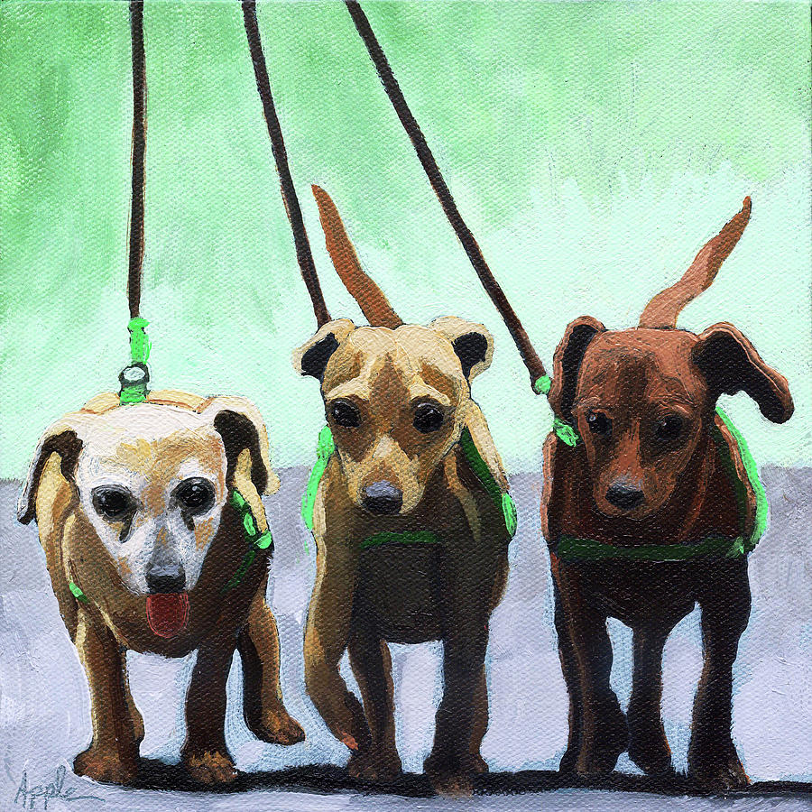 Family Ties - chihuahuas dog painting Painting by Linda Apple