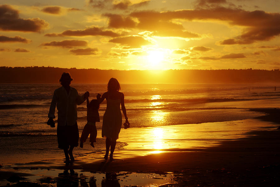 Family Walk on Beach Photograph by Jill Reger