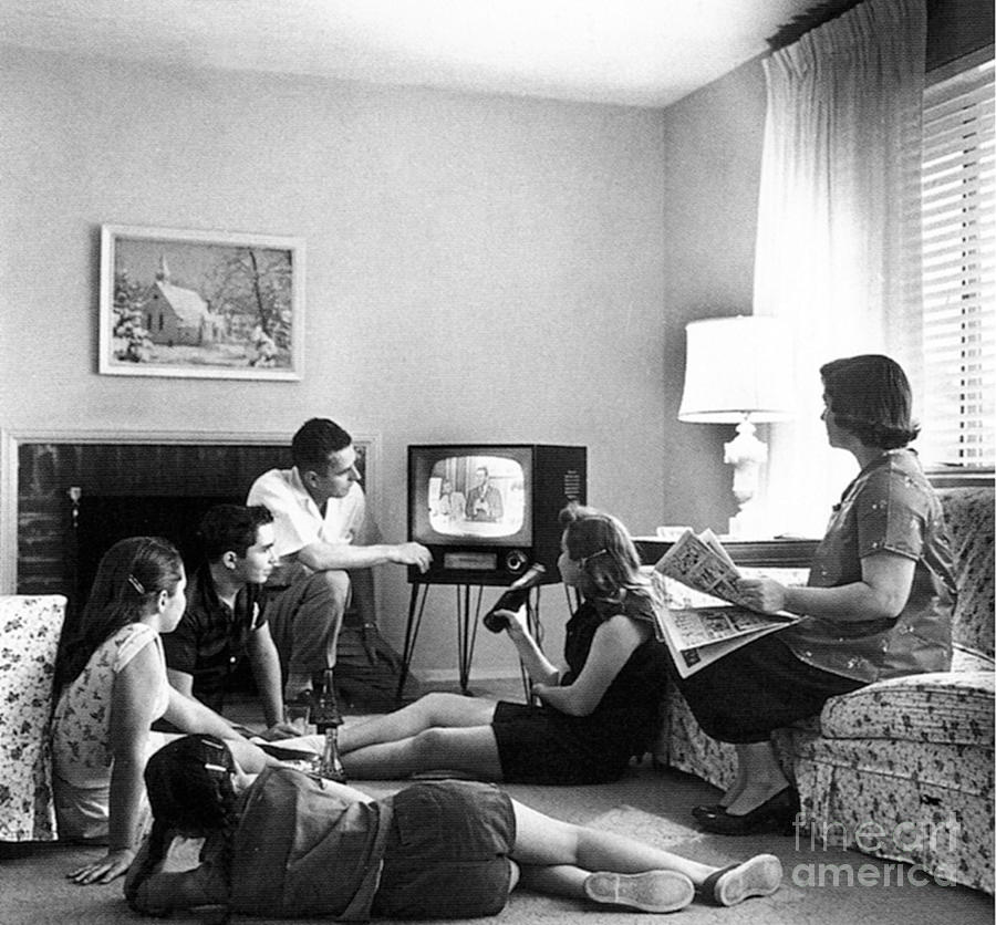 Family Watching Television, 1958 Photograph by Science Source
