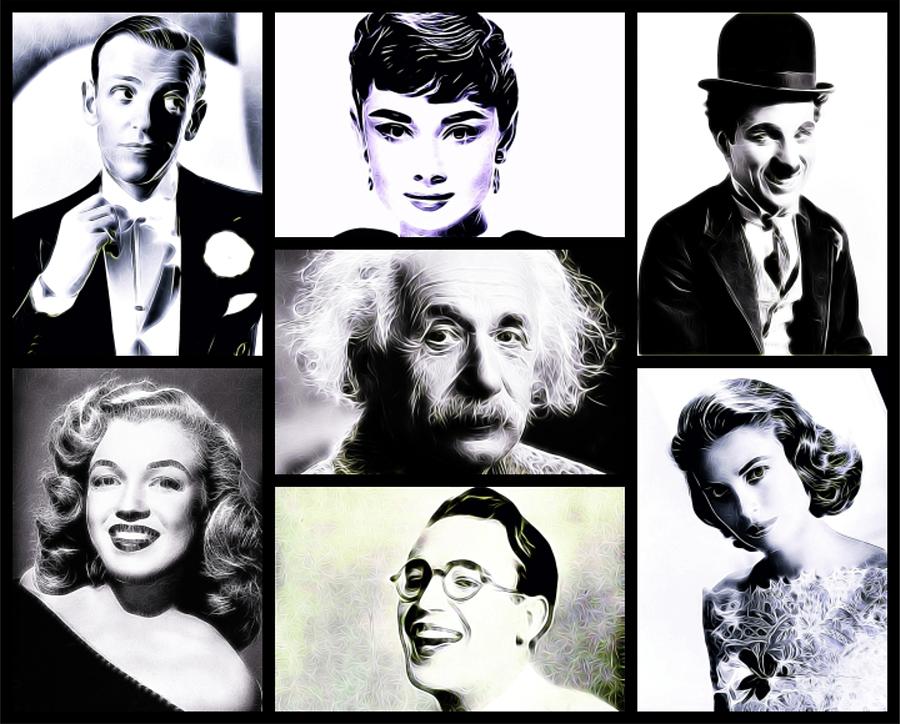 Albert Einstein Digital Art - Famous Faces by Esoterica Art Agency