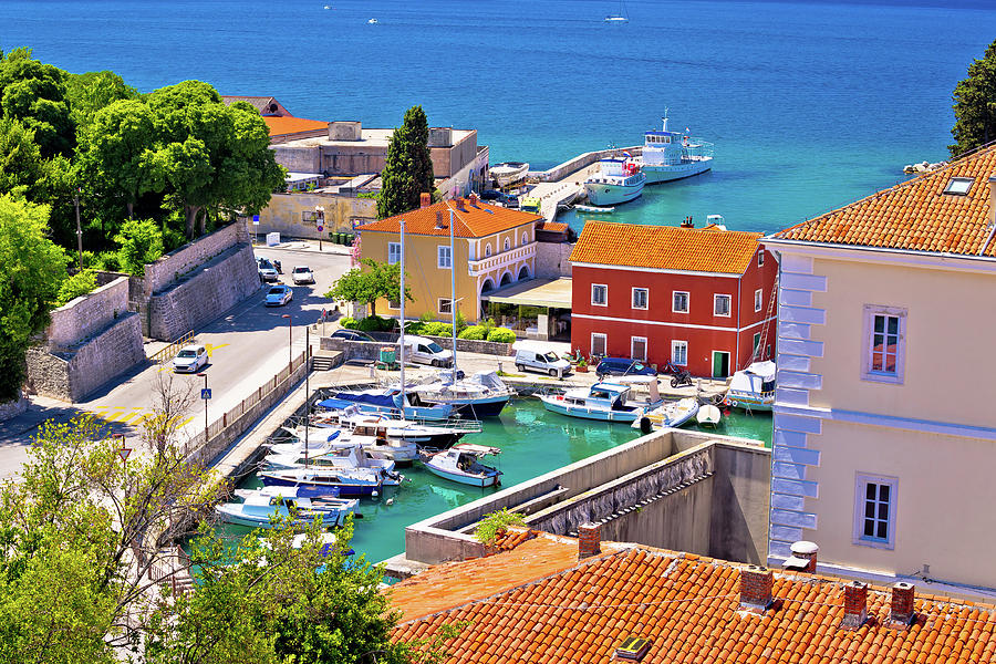 Famous Fosa harbor in Zadar aerial view Photograph by Brch Photography